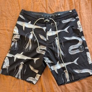 Vissla Men's Black Swim Shorts with Sea Creature Print